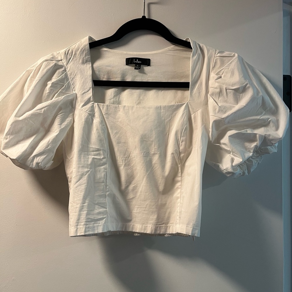 Lulu's White Puff Sleeve Top